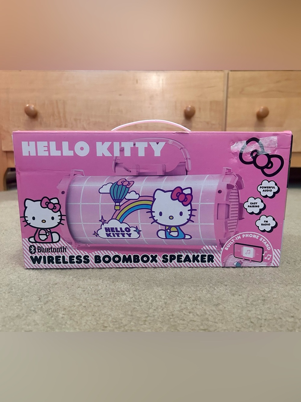 🎀RARE Hello Kitty Pink Bluetooth Wireless Boombox Speaker